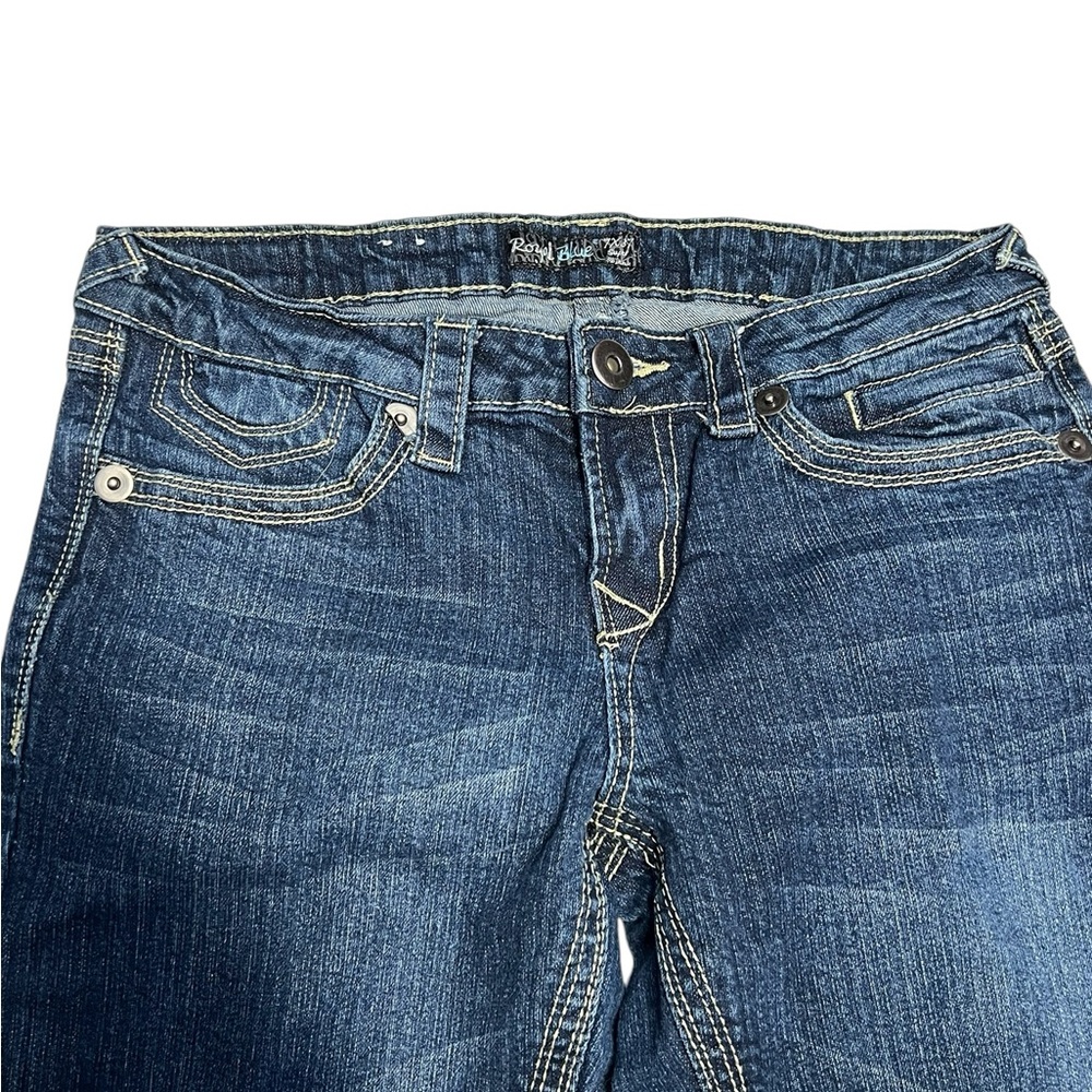 Royal Blue - Women’s Embroidered Cuffed Skinny Jeans Size 7 (30”W) - Picture 3 of 7